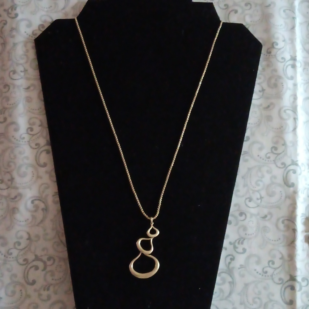 Fossil Gold Toned Chained Triple Teardrop Necklace